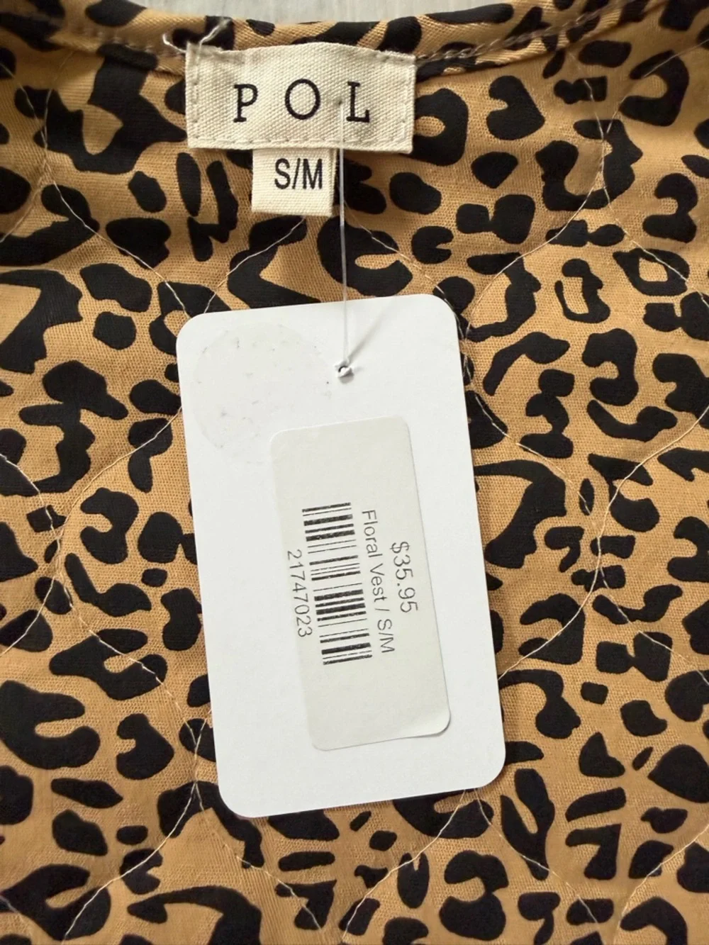 NWT-POL Floral Courdory Quilted Cheetah Oversized Vest Size small / medium - Picture 8 of 9